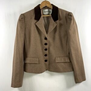 VTG Jonathan Logan Womens Velvet Collar Blazer Equestrian Old Money Academia